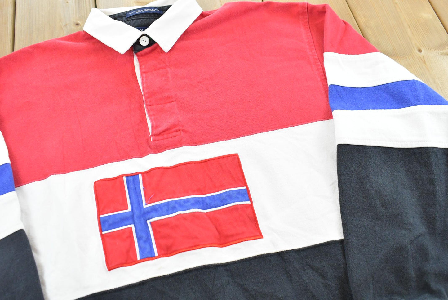 Vintage 1990s Tommy Hilfiger Norway Flag Rugby Shirt Men's L