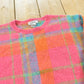 Vintage 1990s Gallagher Plaid Mohair Blend Knit Crewneck Sweater Women's L