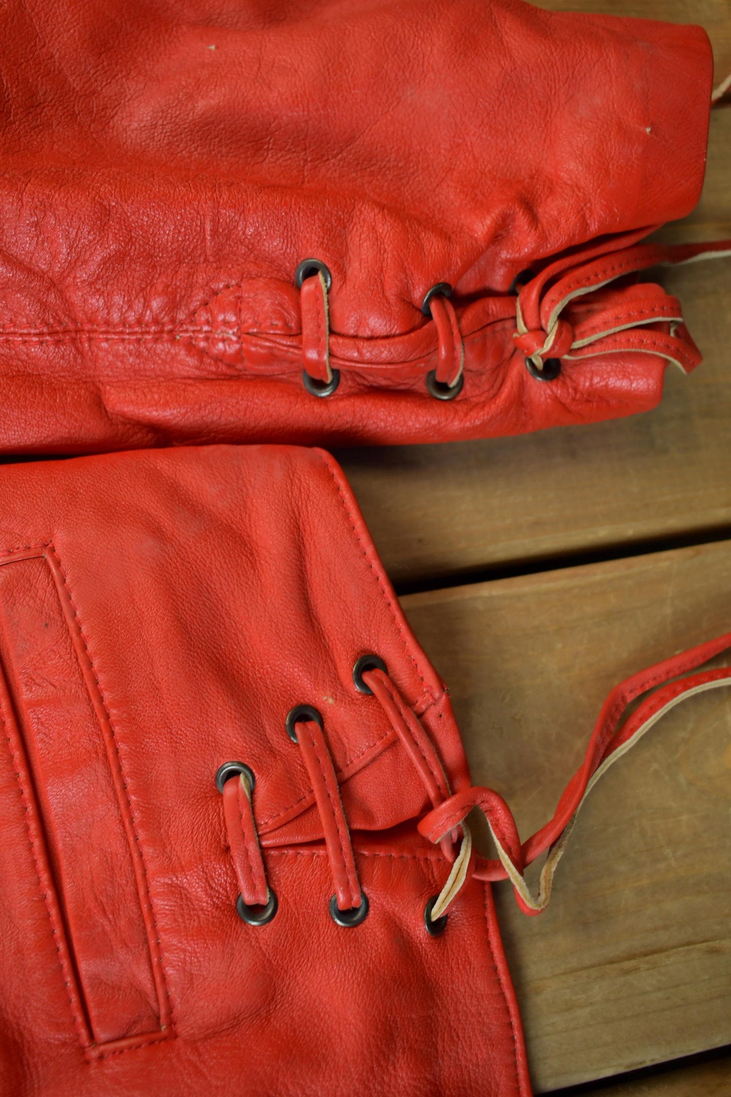 Vintage 1980s Womens Leather Braid Stud Biker Jacket Women's M