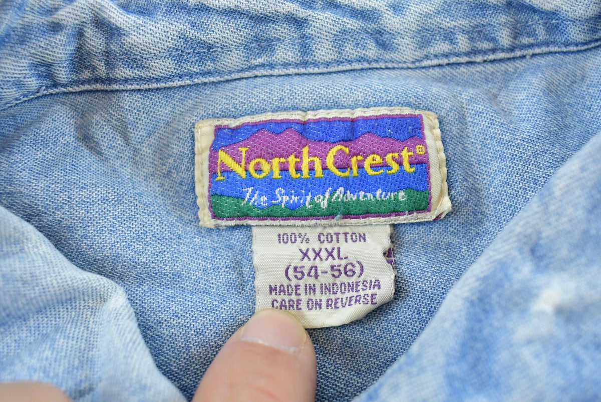 Vintage 1990s North Crest Denim Button Up Shirt Men's 2XL