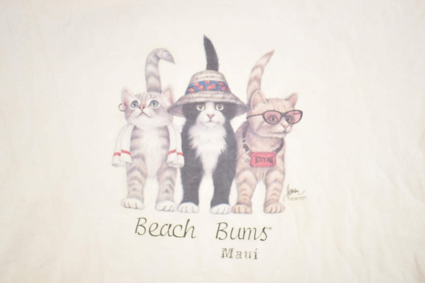 Vintage 1990's Maui Kitty Beach Bums Souvenir Travel T-Shirt Womens M