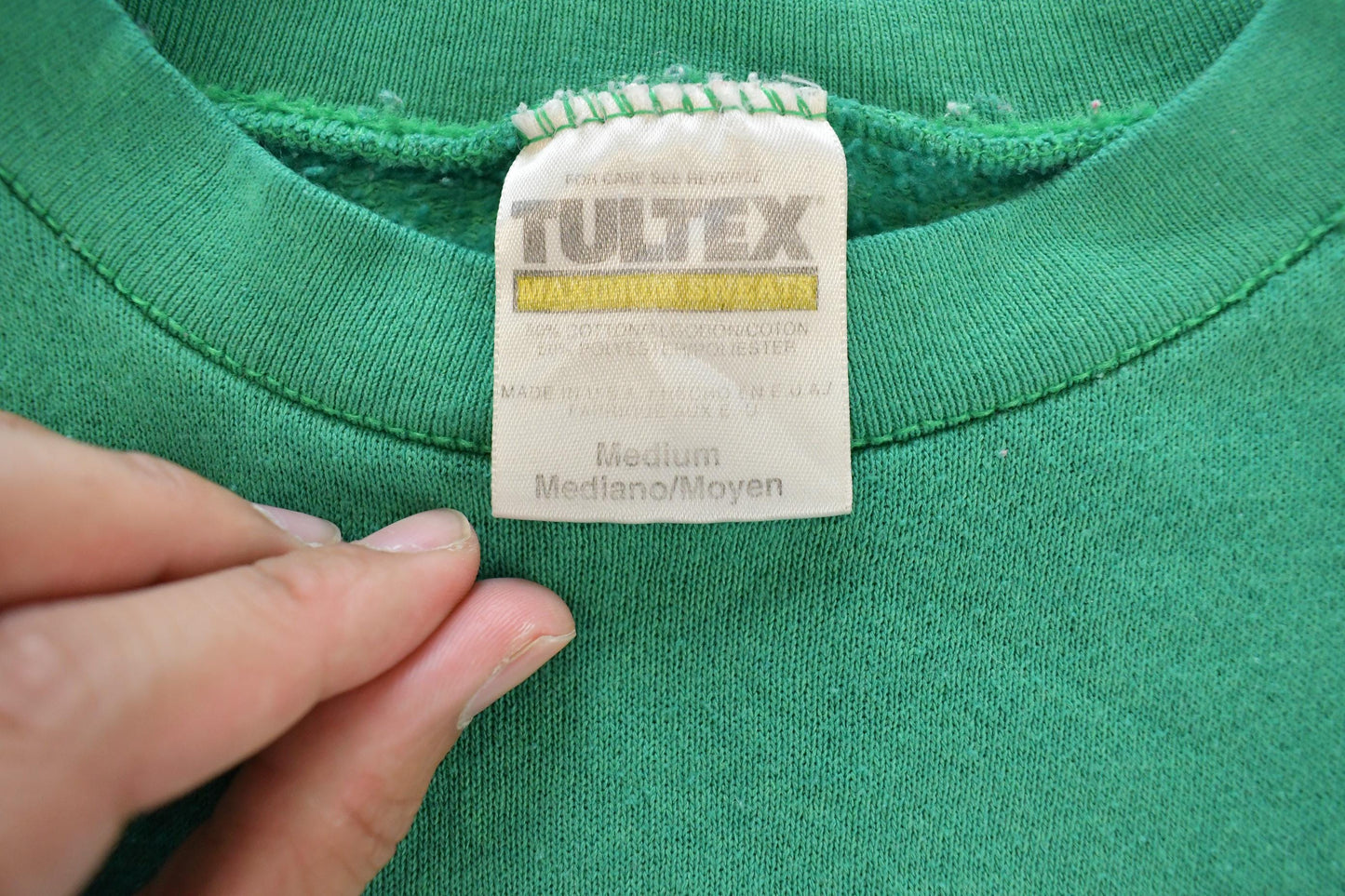 Vintage 1990s Tultex Blank Green Crewneck Sweatshirt Men's M
