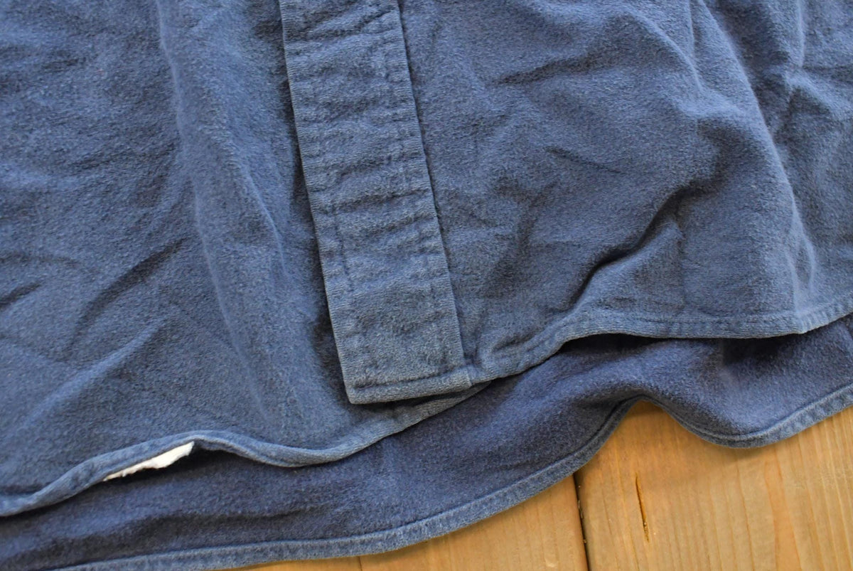 Vintage 1990s L.L. Bean Blue Chamois Cloth Embroidered Duck Button Up Shirt Men's L