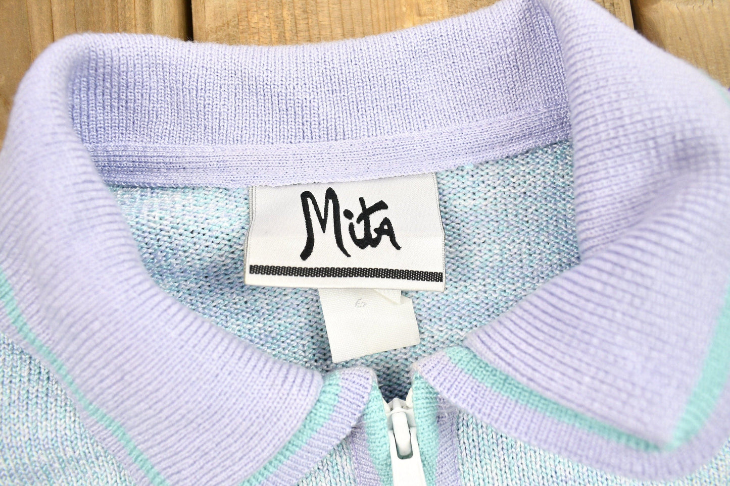 Vintage 1990s Mita Zip Up Pastel Sweater Youth Small