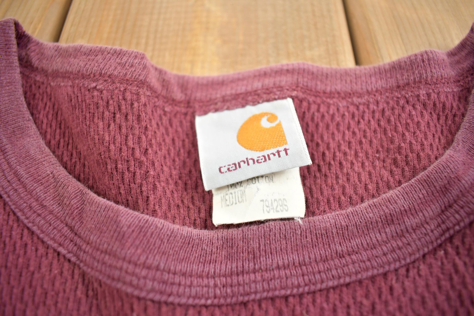 Carhartt Clothing > Gender Neutral Adult Clothing > Hoodies & Sweatshirts > Hoodies Vintage 1980s Distressed Carhartt Thermal Shirt Men's Medium