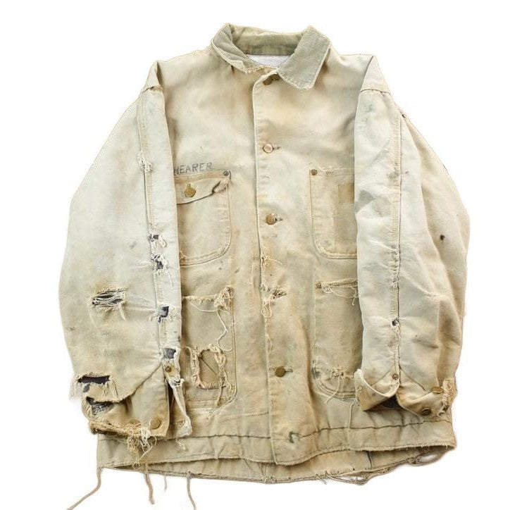 Carhartt Clothing > Gender Neutral Adult Clothing > Jackets & Coats Vintage 1970s Carhartt Blanket Lined Chore Coat Heavily Distressed Men's Large