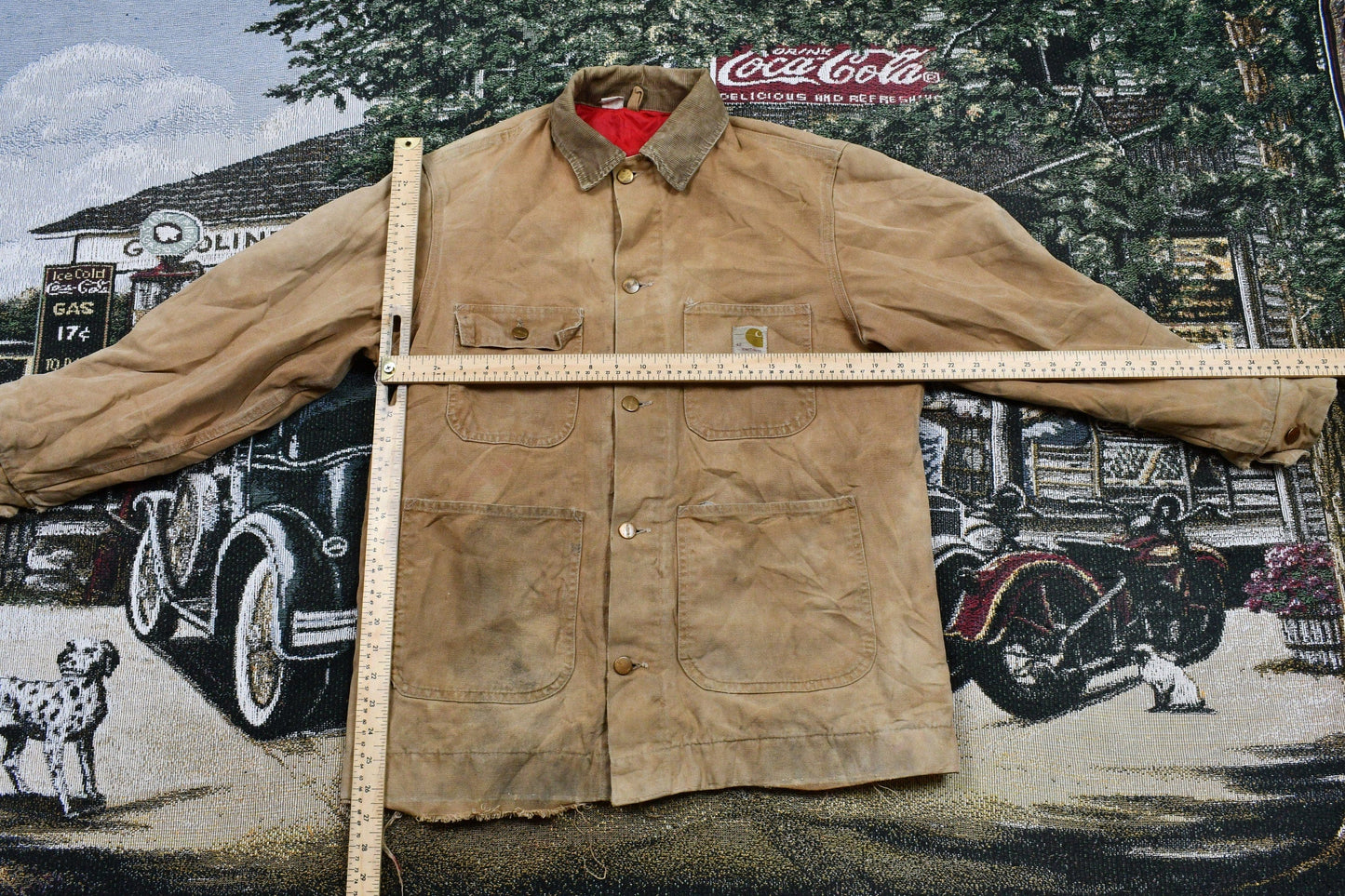 Carhartt Clothing > Gender Neutral Adult Clothing > Jackets & Coats Vintage 1970s Distressed Carhartt Chore Coat Men's Large