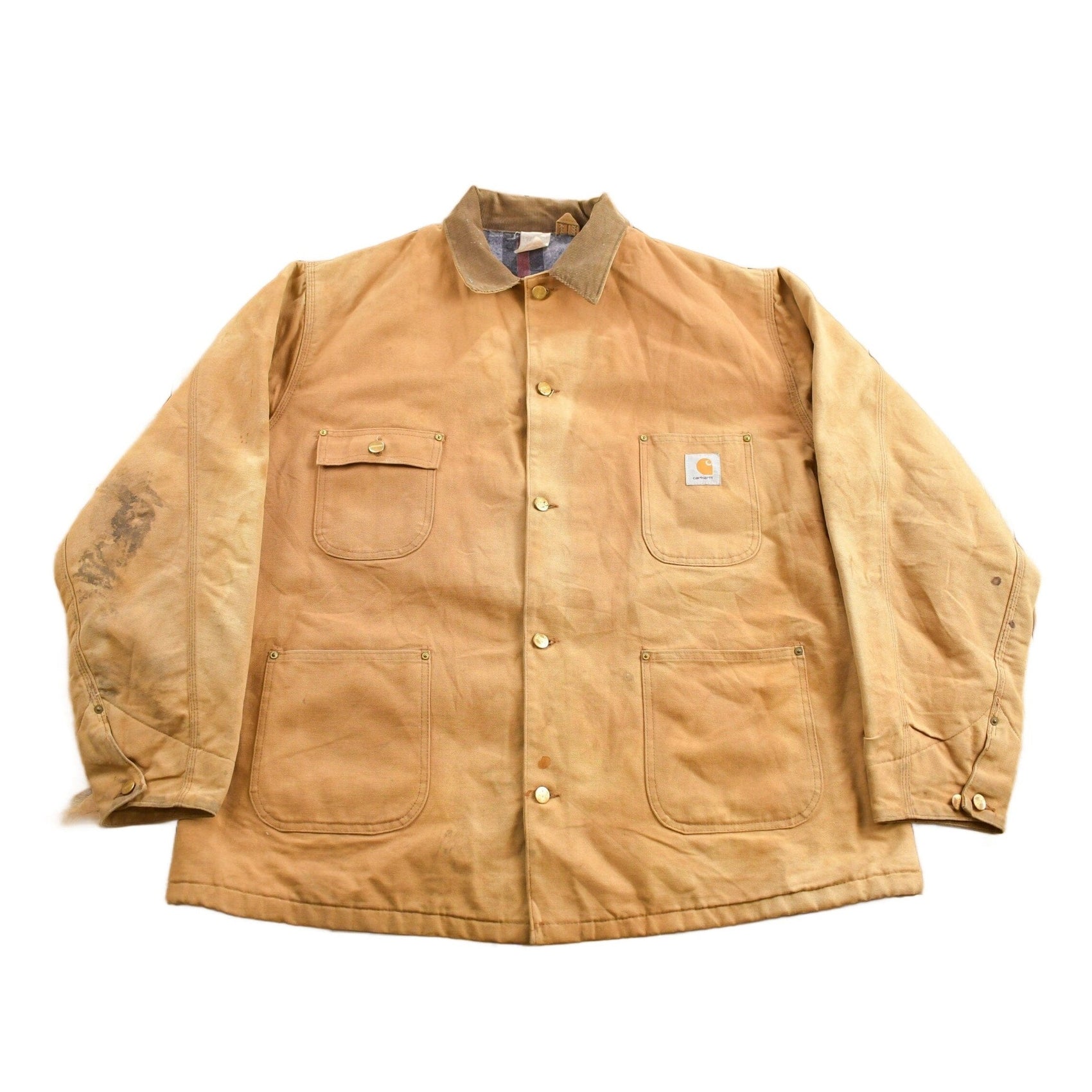 Carhartt Clothing > Gender Neutral Adult Clothing > Jackets & Coats Vintage 1980s Carhartt Blanket Lined Chore Coat Men's 2XL