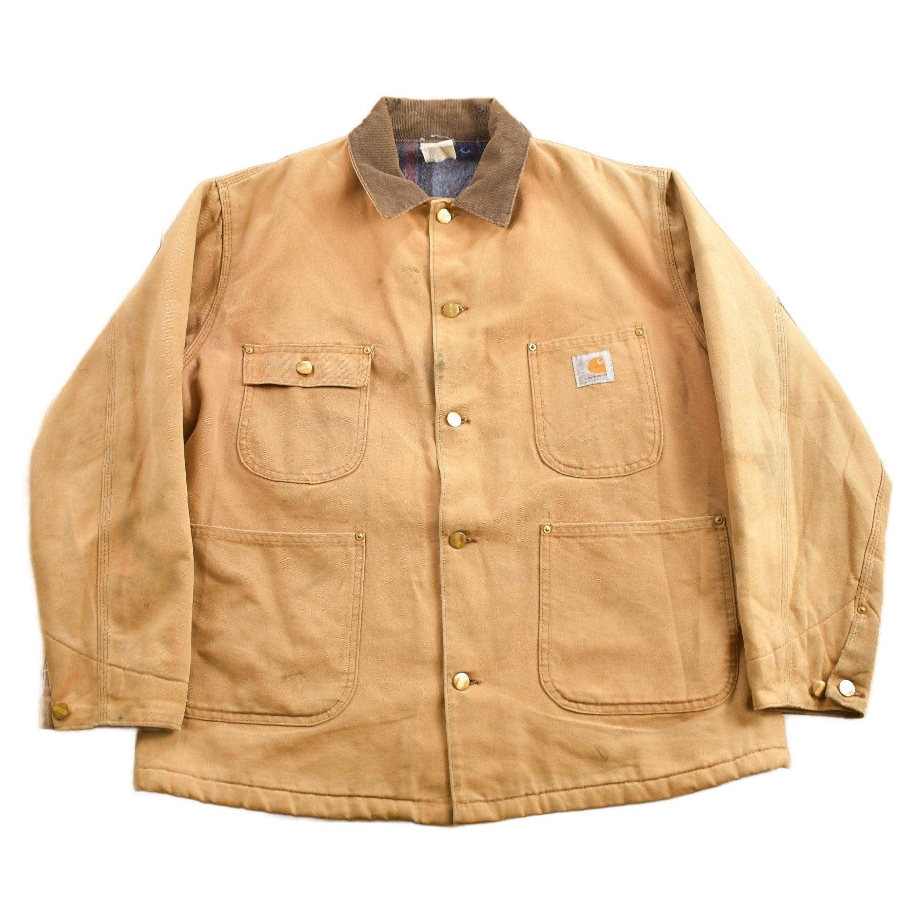 Carhartt Clothing > Gender Neutral Adult Clothing > Jackets & Coats Vintage 1980s Carhartt Blanket Lined Chore Coat Men's Large