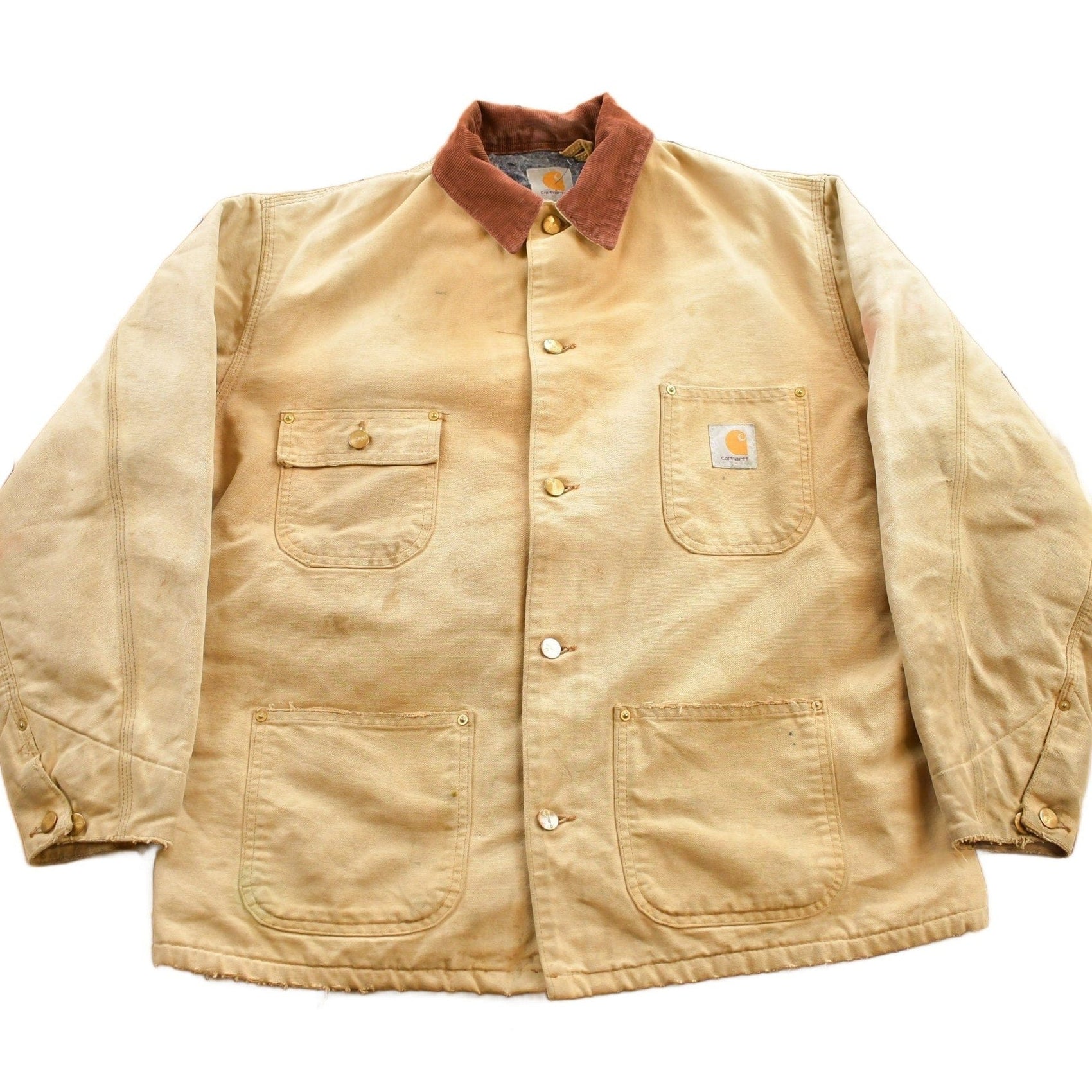 Carhartt Clothing > Gender Neutral Adult Clothing > Jackets & Coats Vintage 1980s Carhartt Blanket Lined Chore Coat Men's XL