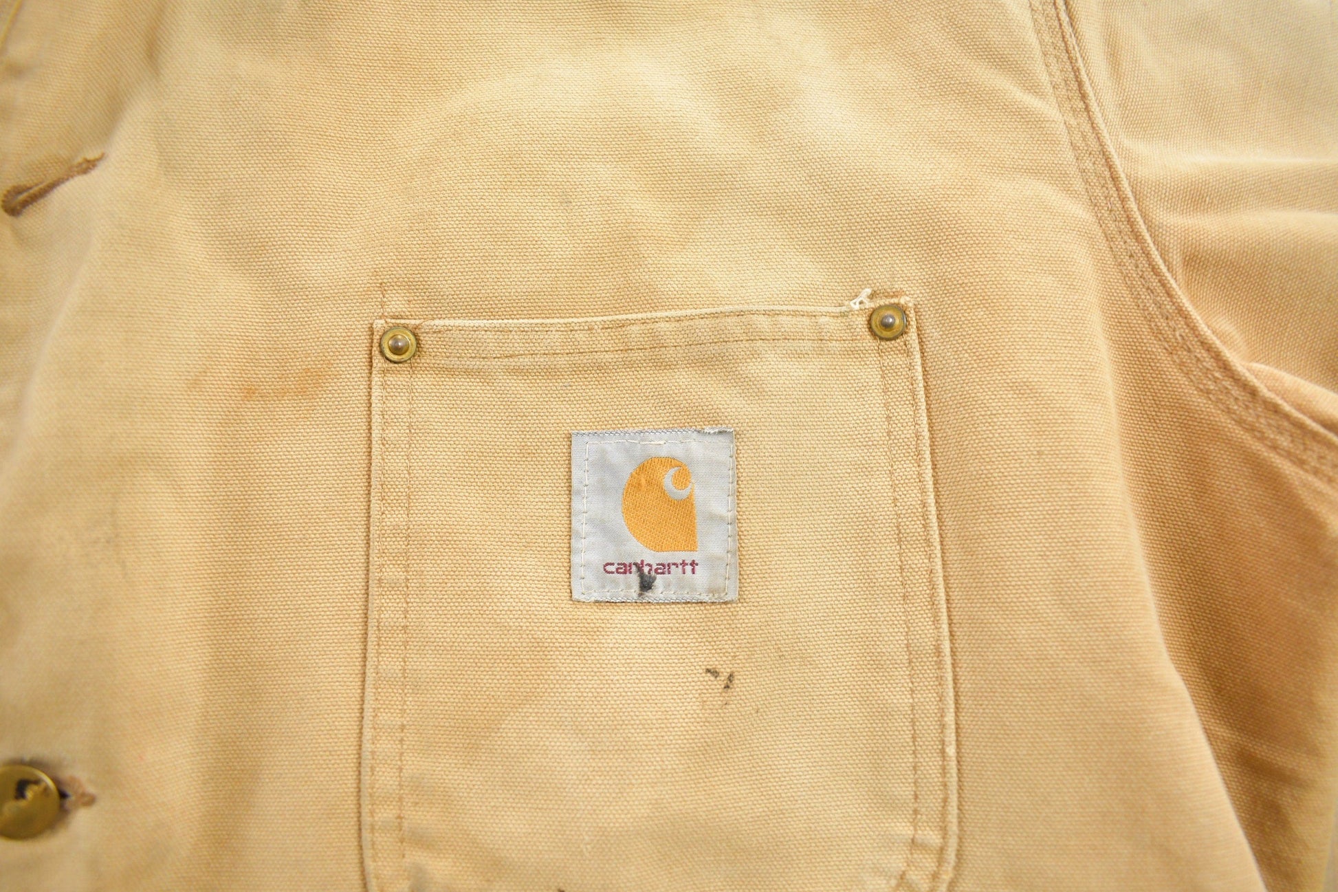 Carhartt Clothing > Gender Neutral Adult Clothing > Jackets & Coats Vintage 1980s Carhartt Blanket Lined Chore Jacket Men's Large