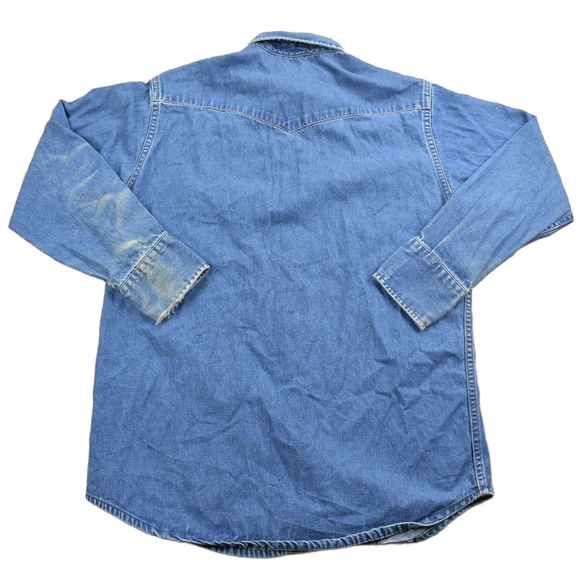 Carhartt Clothing > Gender Neutral Adult Clothing > Jackets & Coats Vintage 1980s Carhartt Pearl Snap Denim Shirt Men's Medium