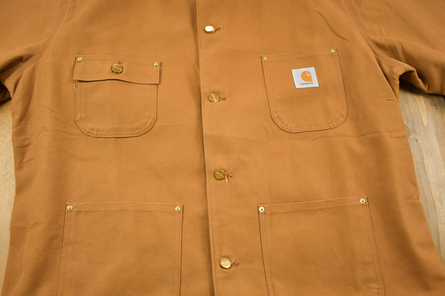 Carhartt Clothing > Gender Neutral Adult Clothing > Jackets & Coats Vintage 1980s Deadstock Carhartt SMCO Blanket Lined Chore Coat Workwear Men's XL