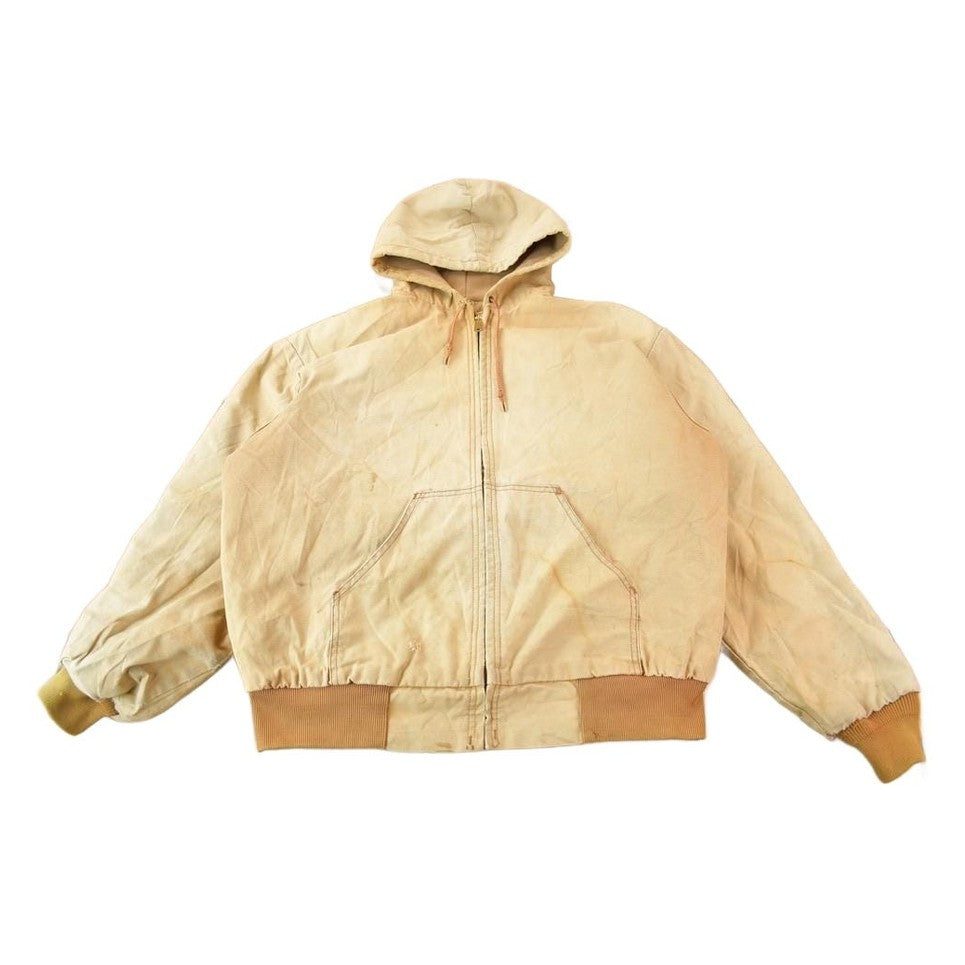 Carhartt Clothing > Gender Neutral Adult Clothing > Jackets & Coats Vintage 1980s Distressed Carhartt Beige Work Jacket Men's XL
