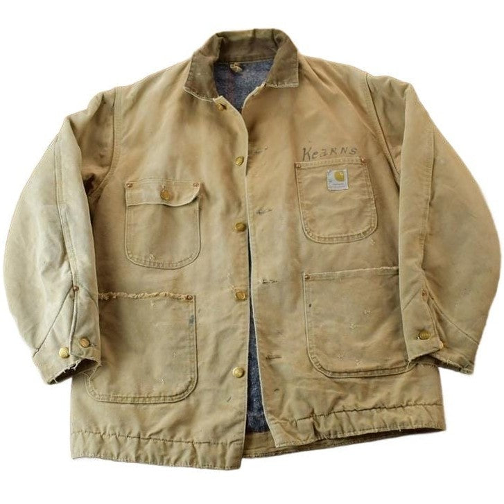 Carhartt Clothing > Gender Neutral Adult Clothing > Jackets & Coats Vintage 1980s Distressed Carhartt Blanket Lined Chore Coat Men's M