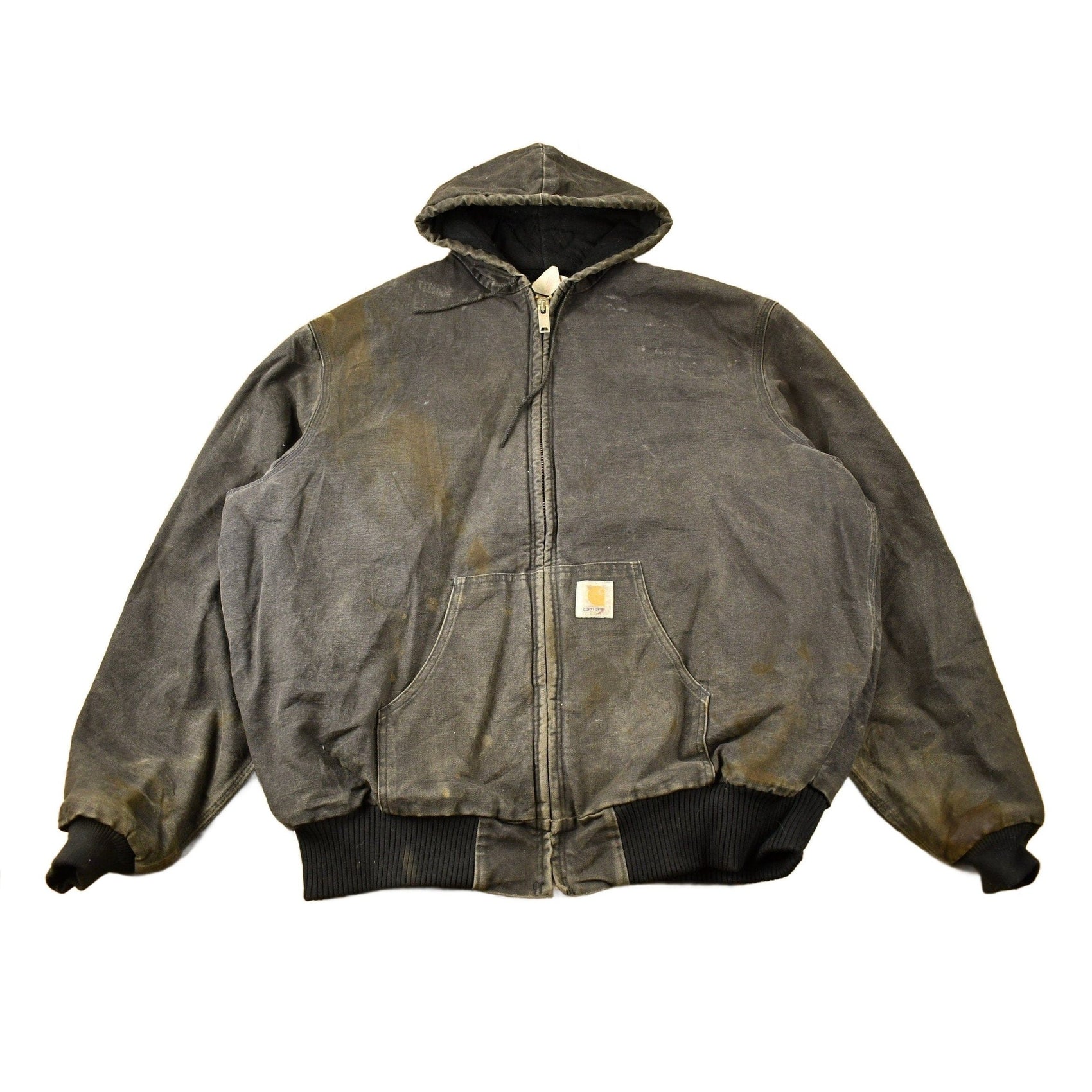 Carhartt Clothing > Gender Neutral Adult Clothing > Jackets & Coats Vintage 1980s Distressed Carhartt Hooded Work Jacket Men's 2XL