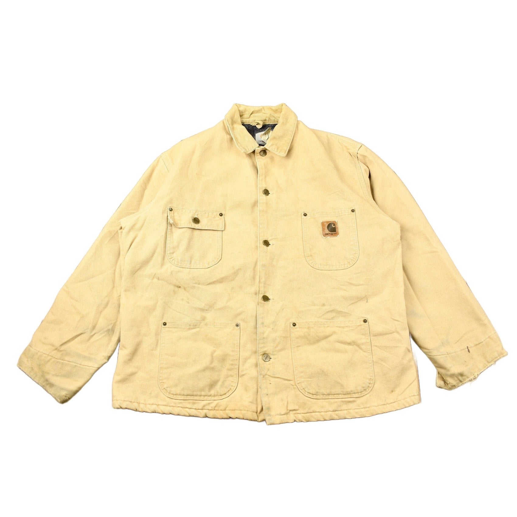 Carhartt Clothing > Gender Neutral Adult Clothing > Jackets & Coats Vintage 1980s Tan Carhartt Chore Coat Men's Large