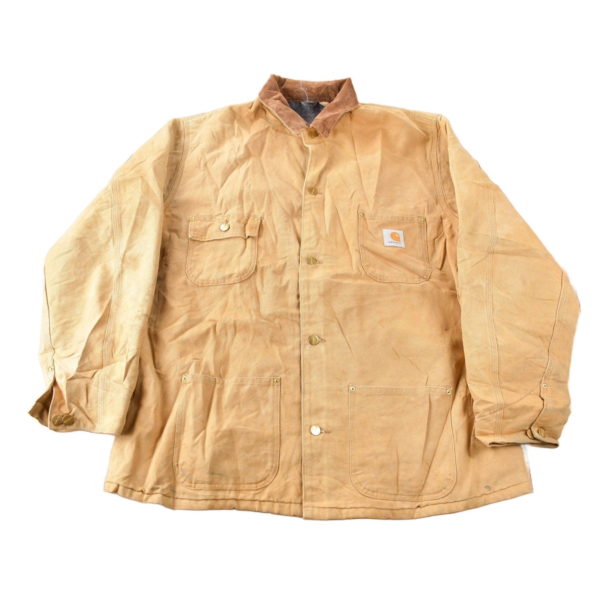 Carhartt Clothing > Gender Neutral Adult Clothing > Jackets & Coats Vintage 1989 Carhartt 100 Years Blanket Lined Button Up Chore Coat Men's Large