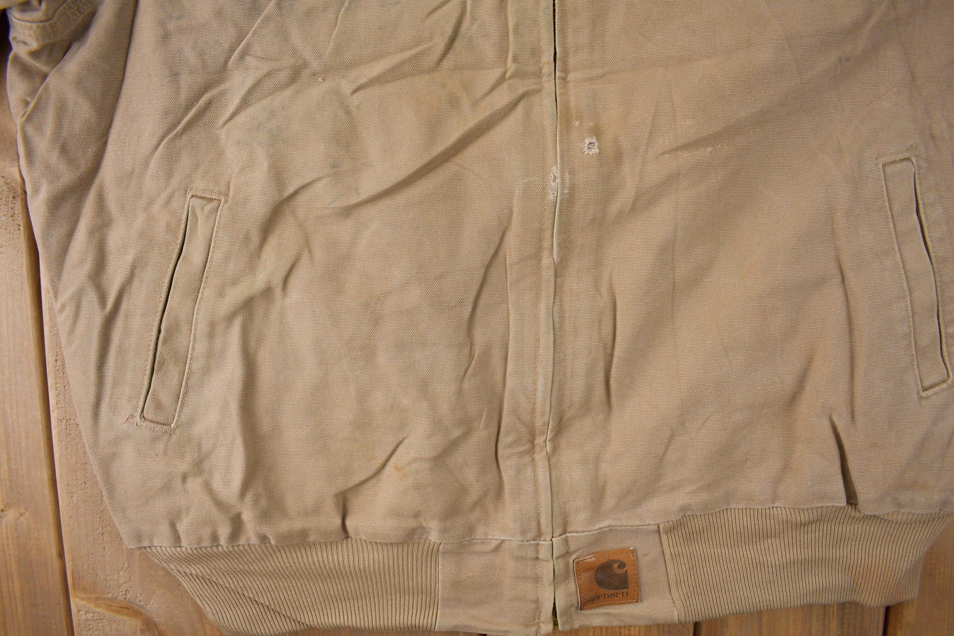 Carhartt Clothing > Gender Neutral Adult Clothing > Jackets & Coats Vintage 1990s Beige Carhartt Santa Fe Jacket Men's XL