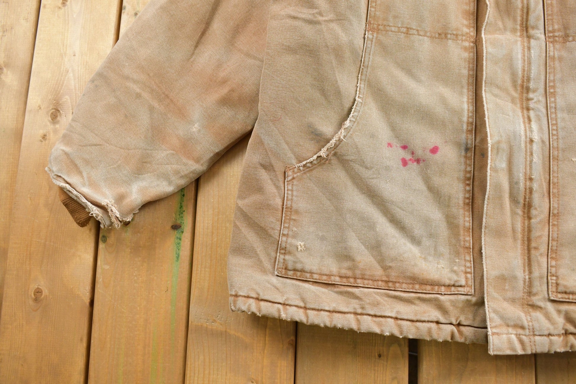 Carhartt Clothing > Gender Neutral Adult Clothing > Jackets & Coats Vintage 1990s Beige Quilt Lined Carhartt Traditional Jacket Men's XL