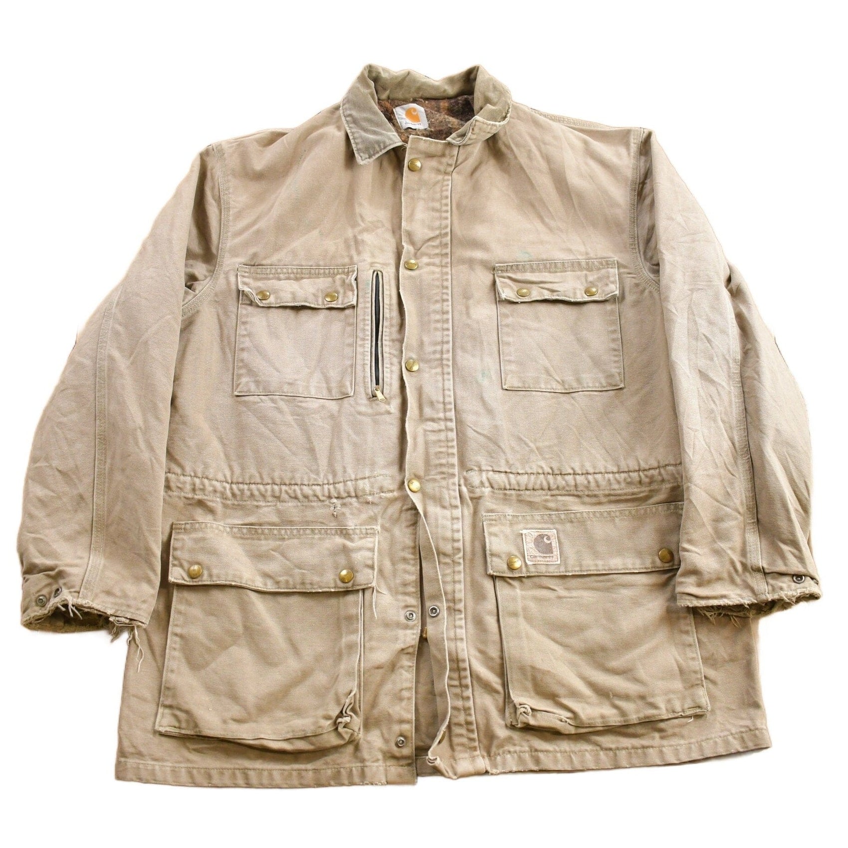 Carhartt Clothing > Gender Neutral Adult Clothing > Jackets & Coats Vintage 1990s Carhartt Beige Ranch Coat Men's Medium