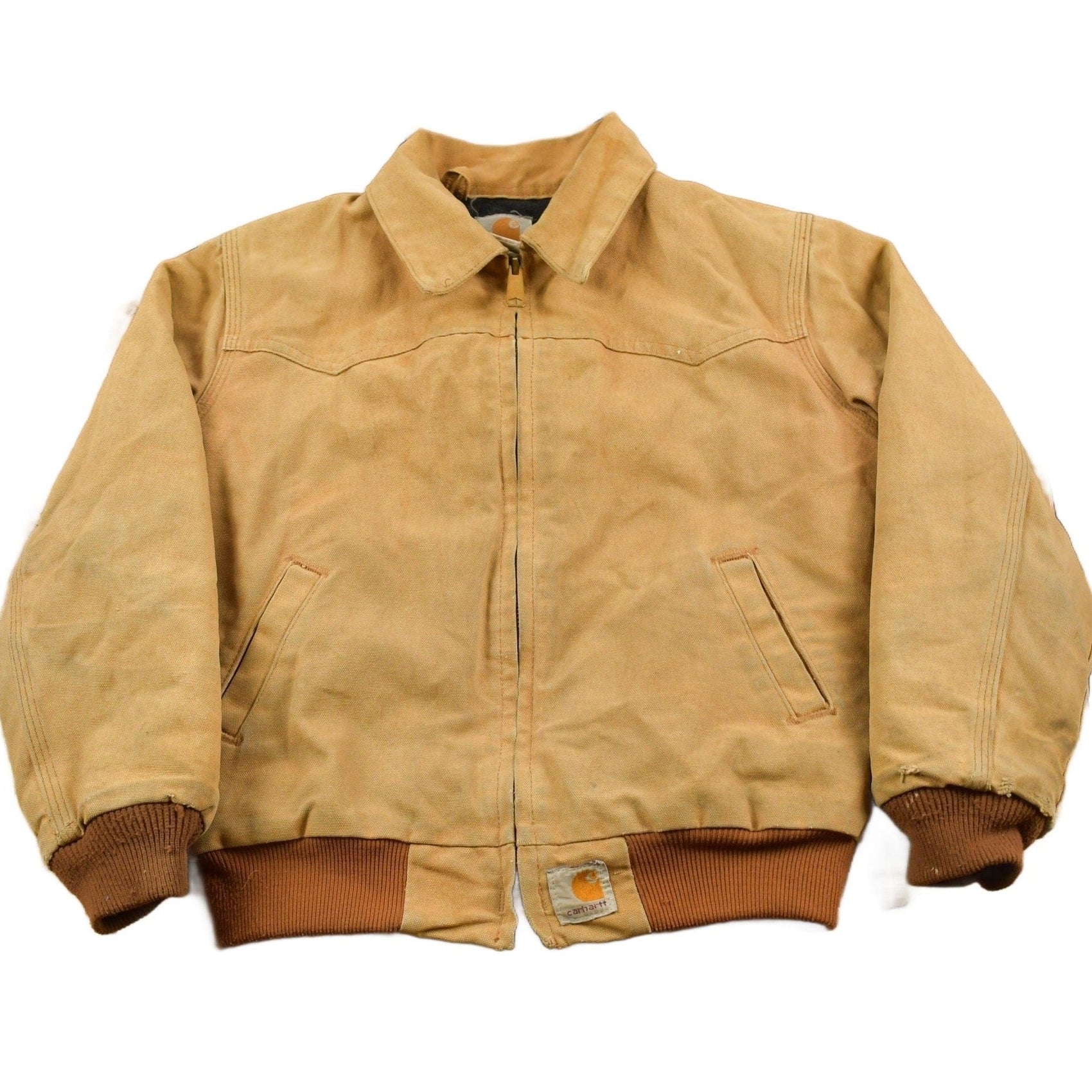 Carhartt Clothing > Gender Neutral Adult Clothing > Jackets & Coats Vintage 1990s Carhartt Beige Traditional Work Jacket Youth M