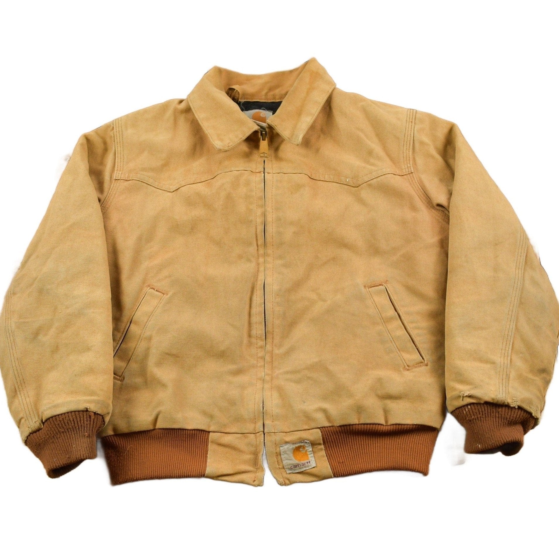 Carhartt Clothing > Gender Neutral Adult Clothing > Jackets & Coats Vintage 1990s Carhartt Beige Traditional Work Jacket Youth M