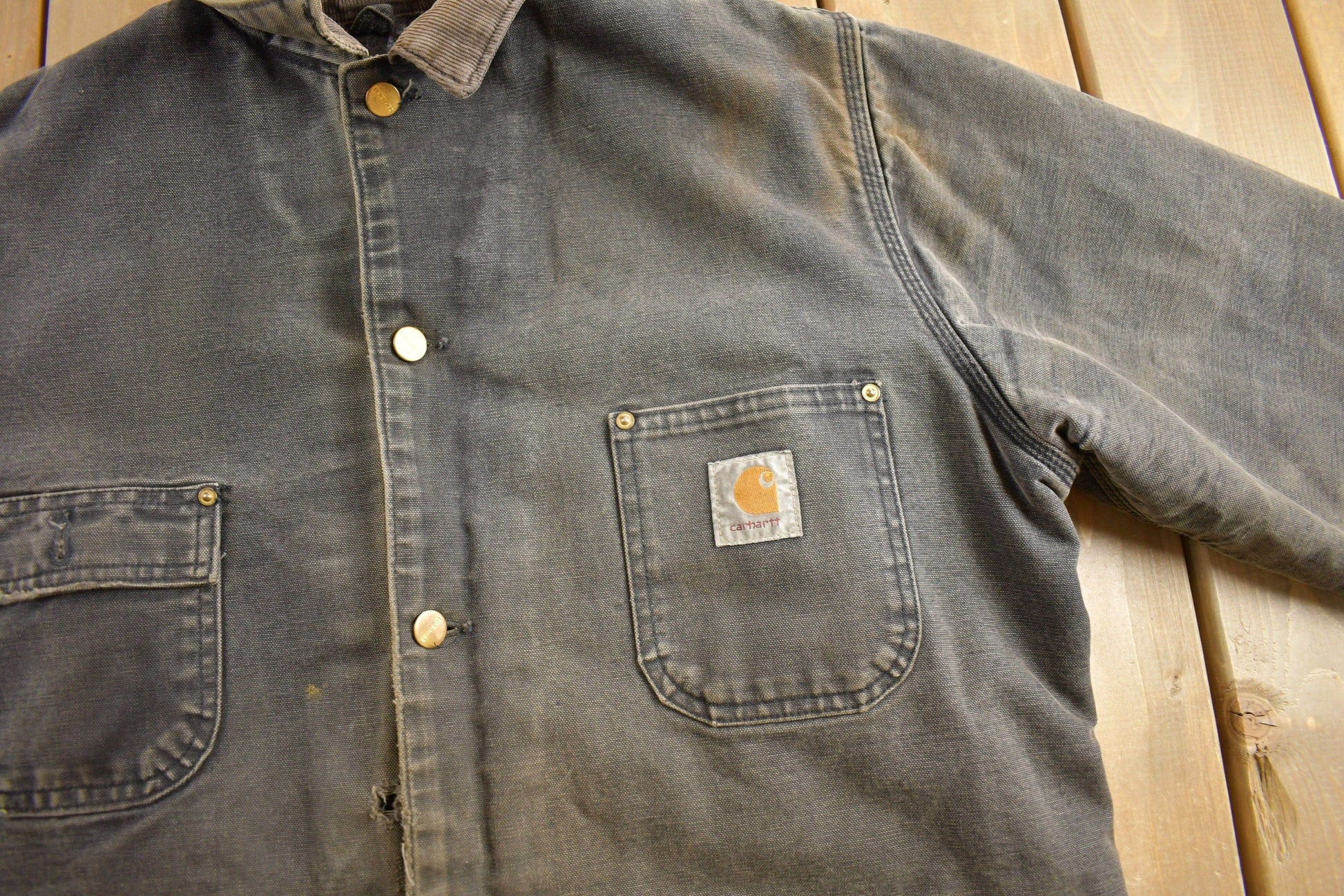 Carhartt Clothing > Gender Neutral Adult Clothing > Jackets & Coats Vintage 1990s Carhartt Blanket Lined Chore Coat Men's Large