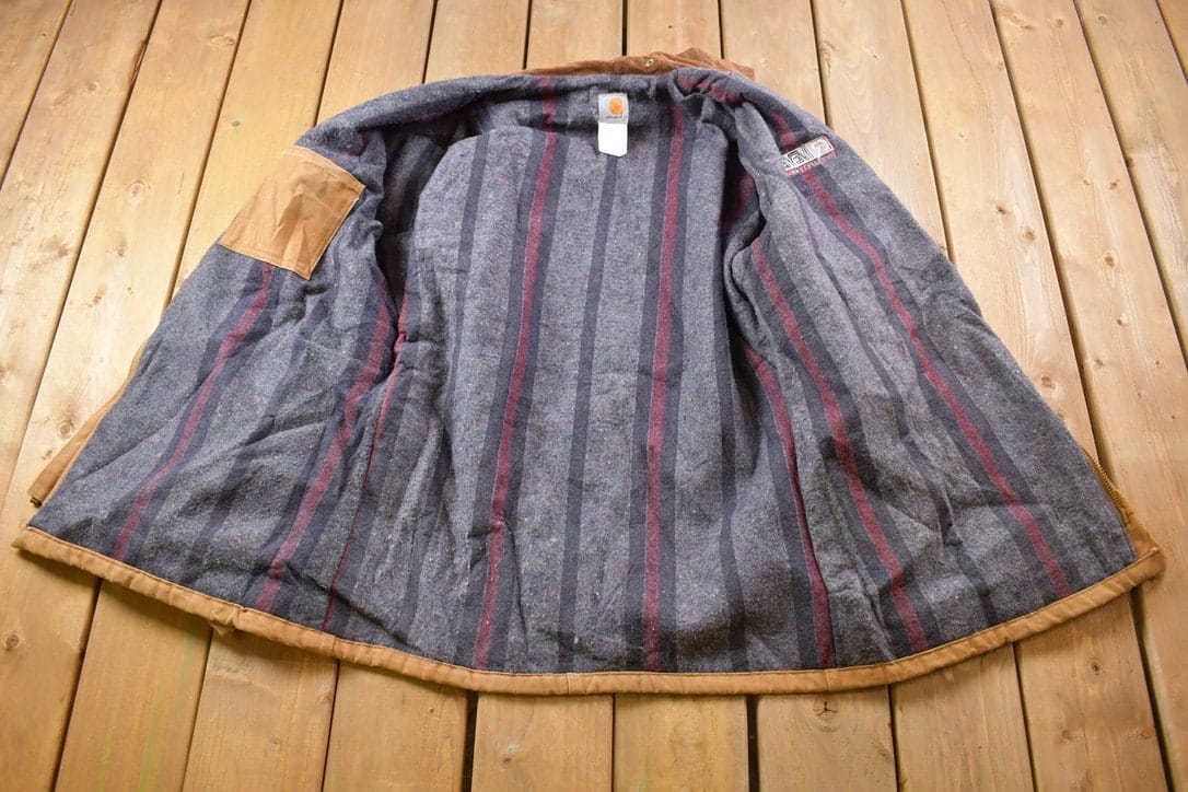 Carhartt Clothing > Gender Neutral Adult Clothing > Jackets & Coats Vintage 1990s Carhartt Blanket Lined Embroidered Painters Jacket Men's Large