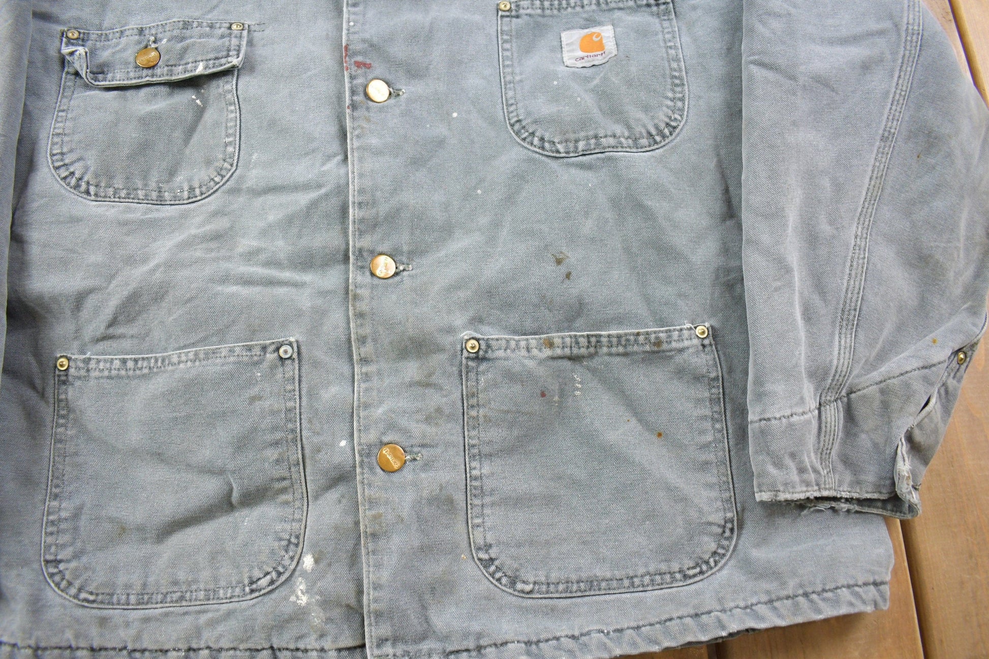 Carhartt Clothing > Gender Neutral Adult Clothing > Jackets & Coats Vintage 1990s Carhartt Blanket Lined Painters Jacket Men's XL