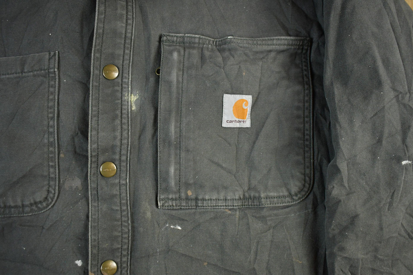 Carhartt Clothing > Gender Neutral Adult Clothing > Jackets & Coats Vintage 1990s Carhartt Blanket Lined Shirt Jacket Men's Medium