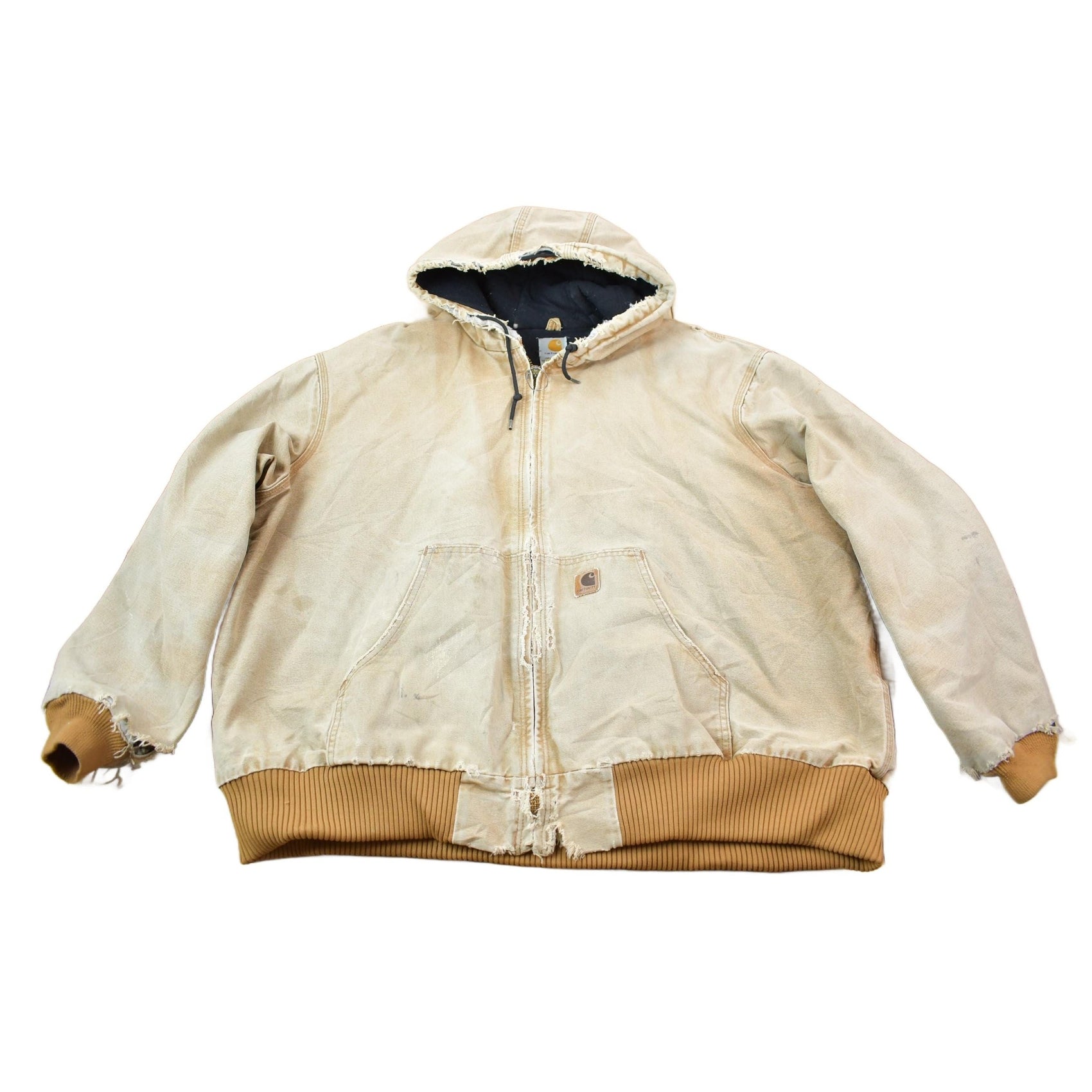 Carhartt Clothing > Gender Neutral Adult Clothing > Jackets & Coats Vintage 1990s Distressed Carhartt Beige Active Jac Jacket Size 3XL Men's 3XL
