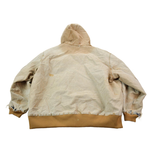 Carhartt Clothing > Gender Neutral Adult Clothing > Jackets & Coats Vintage 1990s Distressed Carhartt Beige Active Jac Jacket Size 3XL Men's 3XL