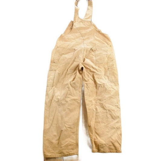 Carhartt Clothing > Gender Neutral Adult Clothing > Overalls & Coveralls Vintage 1980s Carhartt Beige Canvas Double Knee Overalls Men's 42 x 30