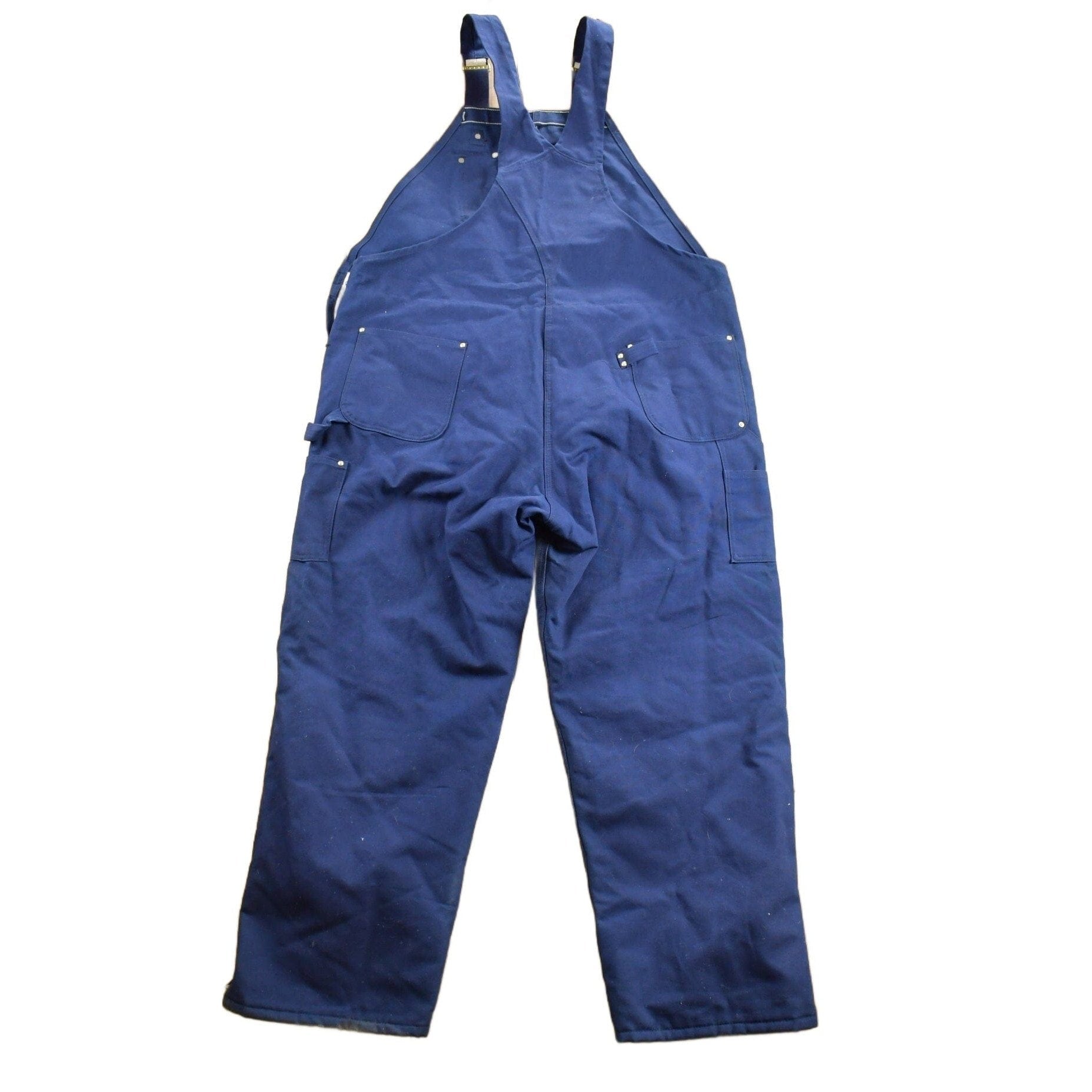 Carhartt Clothing > Gender Neutral Adult Clothing > Overalls & Coveralls Vintage 1980s Carhartt Blue Canvas Double Knee Overalls Men's 50 x 31