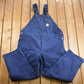 Carhartt Clothing > Gender Neutral Adult Clothing > Overalls & Coveralls Vintage 1980s Carhartt Blue Canvas Double Knee Overalls Men's 50 x 31