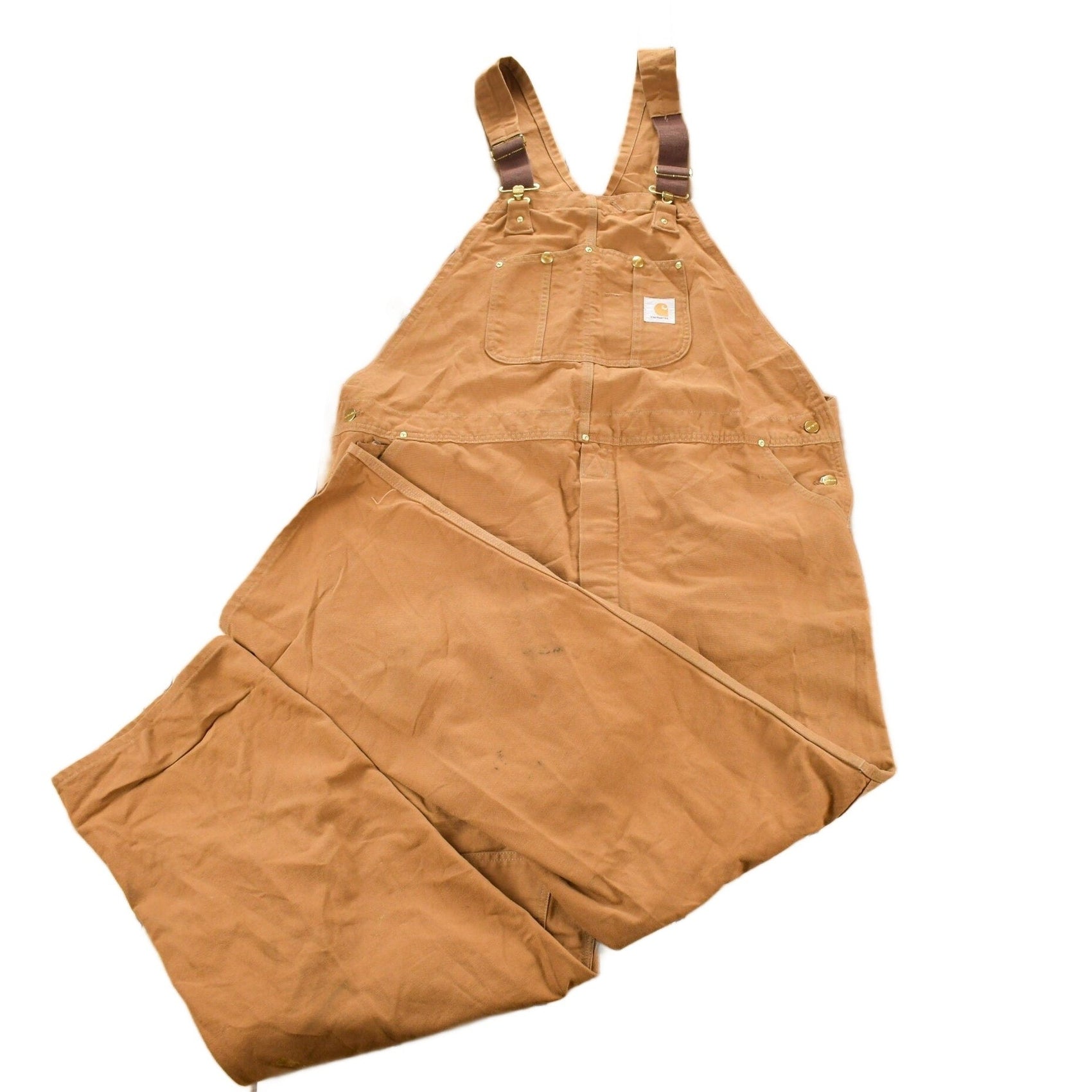 Carhartt Clothing > Gender Neutral Adult Clothing > Overalls & Coveralls Vintage 1980s Carhartt Double Knee Canvas Overalls Men's 48 x 30.5