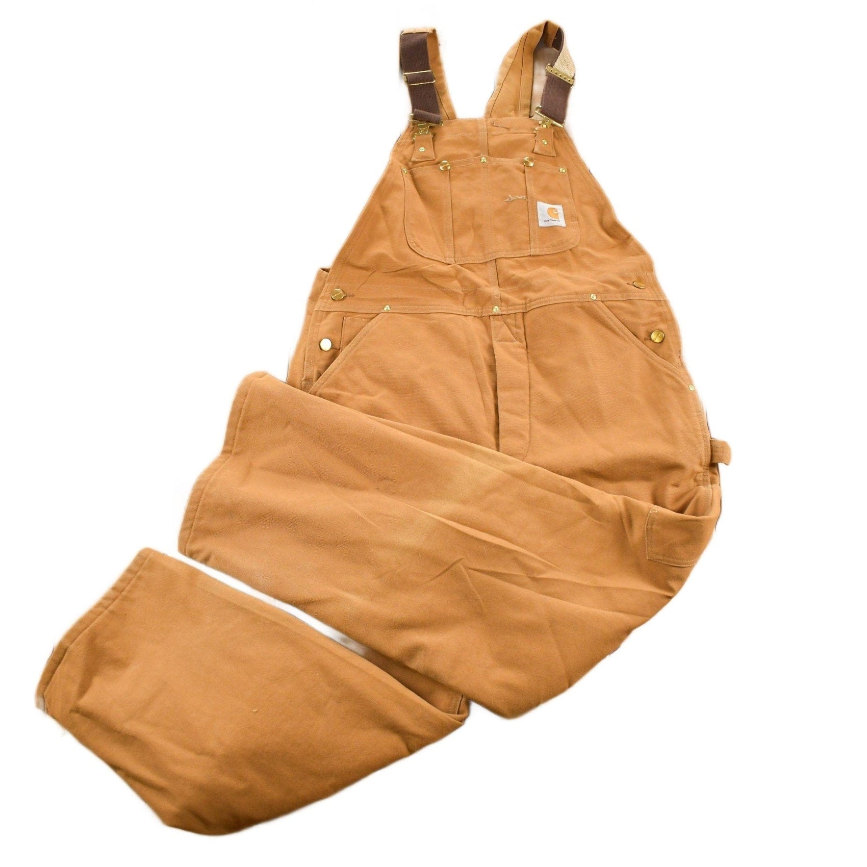 Carhartt Clothing > Gender Neutral Adult Clothing > Overalls & Coveralls Vintage 1980s Carhartt Double Knee Quilted Canvas Overalls Men's 39 x 28