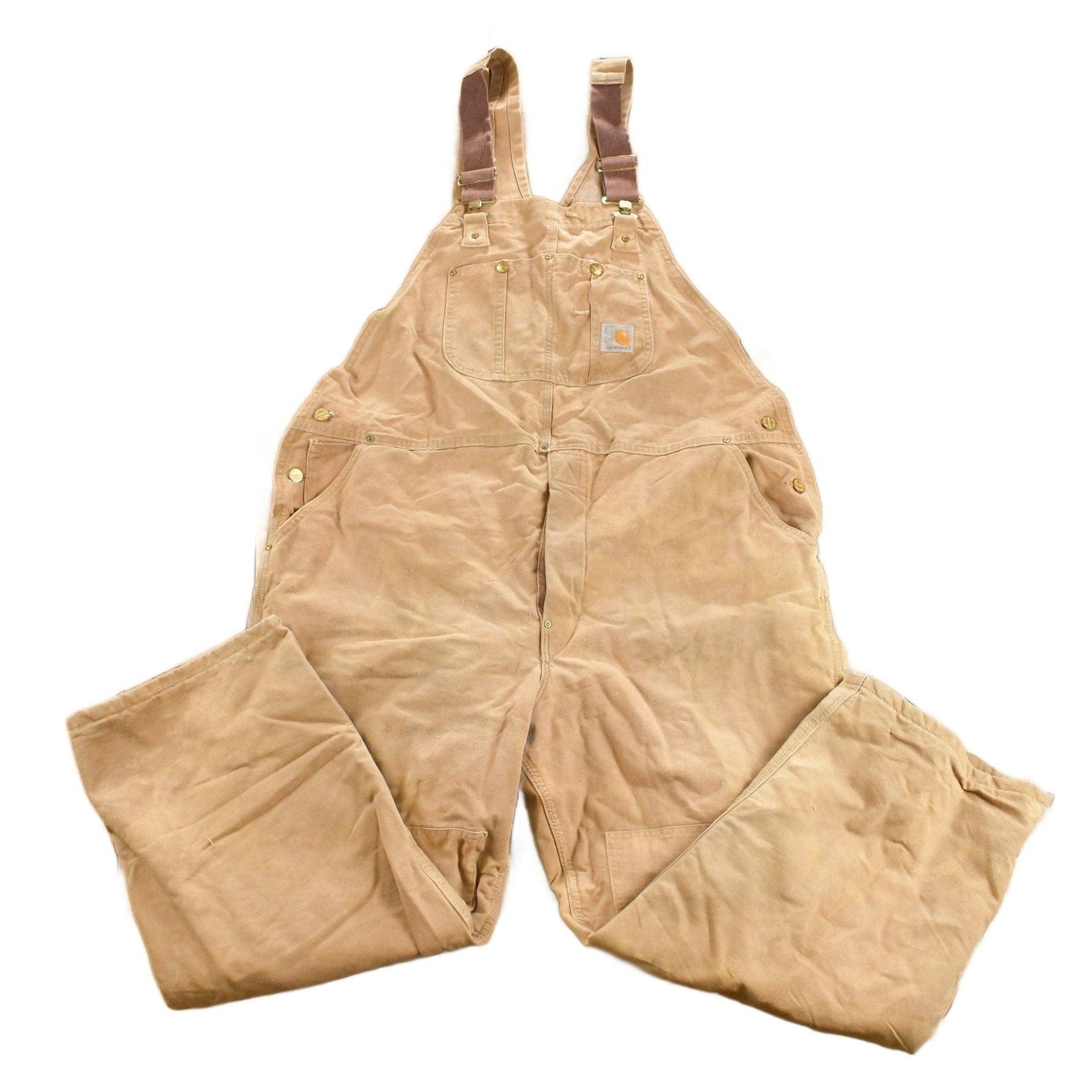 Carhartt Clothing > Gender Neutral Adult Clothing > Overalls & Coveralls Vintage 1980s Carhartt Double Knee Quilted Canvas Overalls Men's 46 x 27