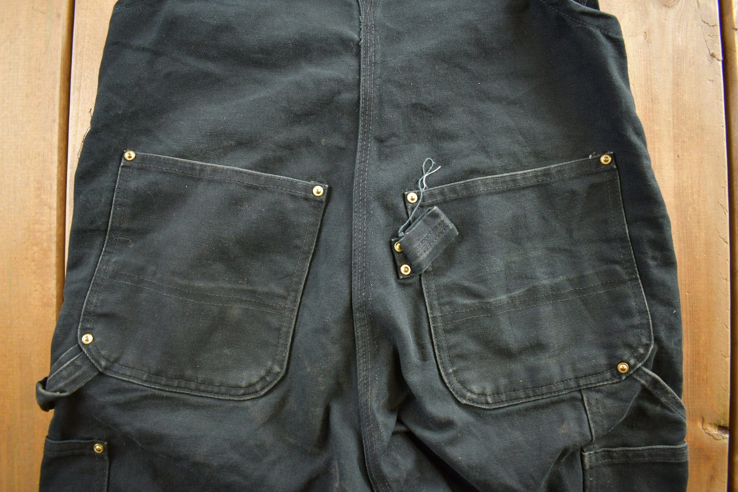 Carhartt Clothing > Gender Neutral Adult Clothing > Overalls & Coveralls Vintage 1990s Carhartt Black Double Knee Canvas Overalls Men's 40 x 30