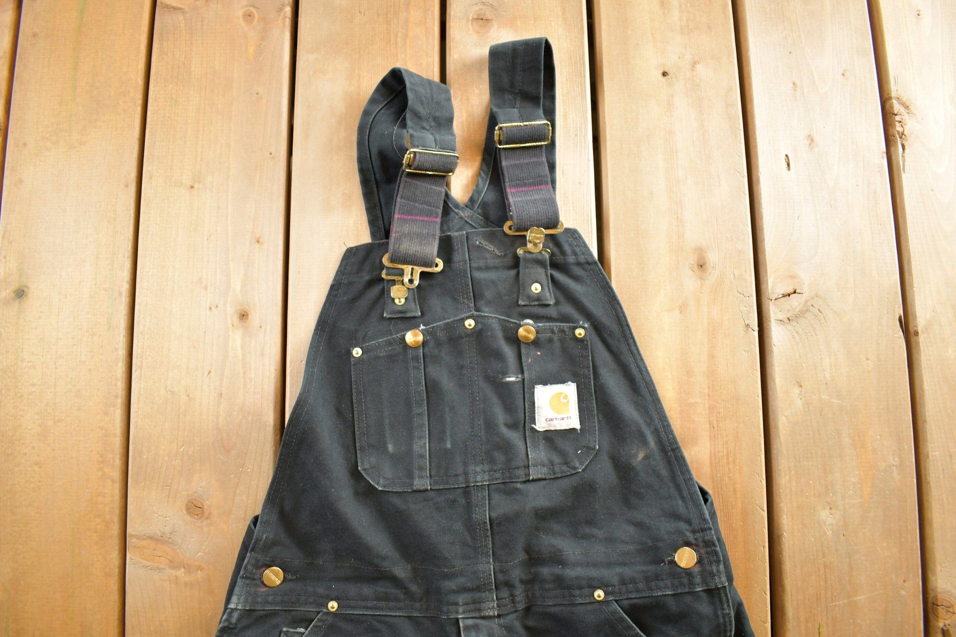 Carhartt Clothing > Gender Neutral Adult Clothing > Overalls & Coveralls Vintage 1990s Carhartt Black Double Knee Canvas Overalls Men's 40 x 30