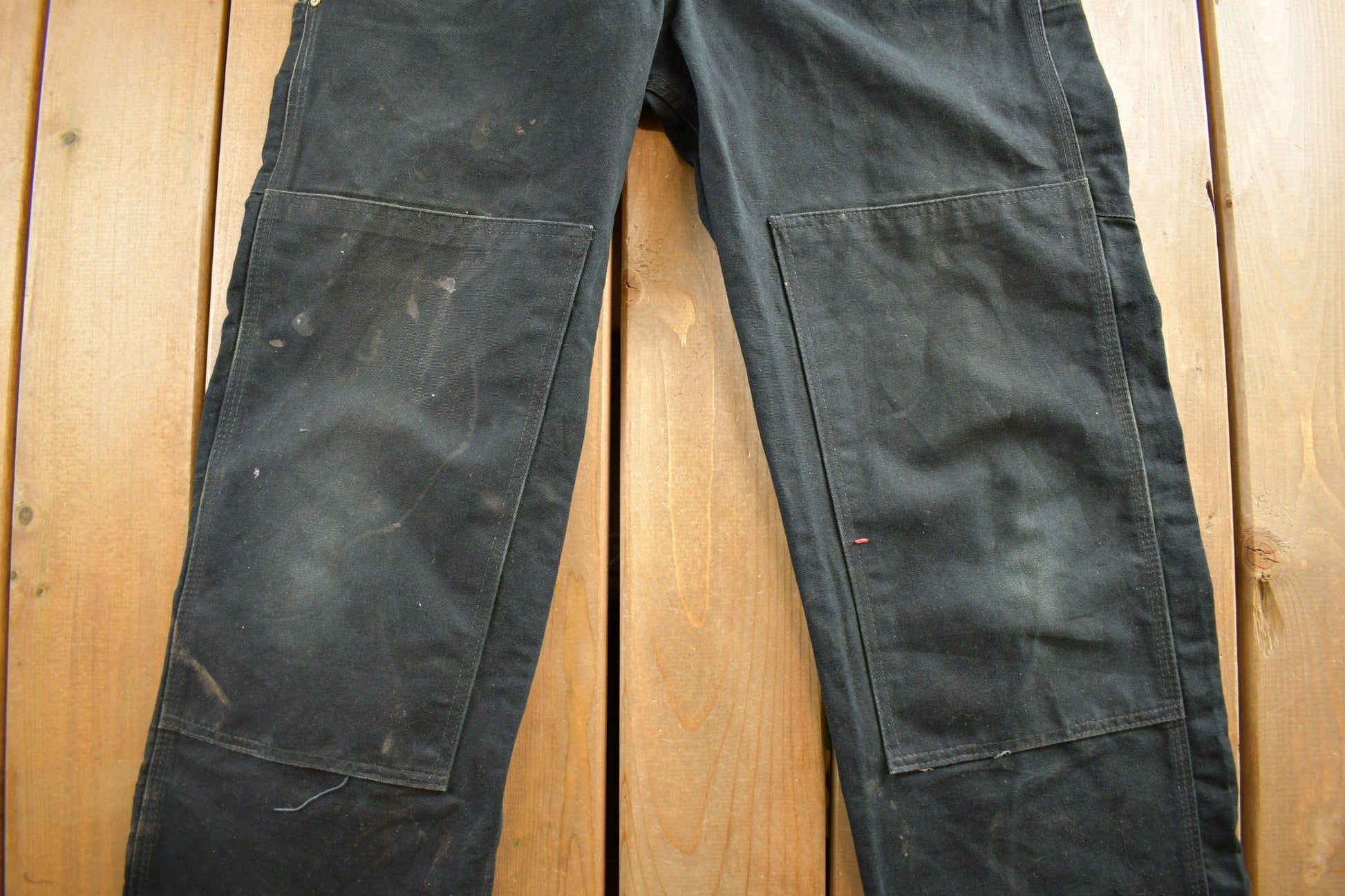 Carhartt Clothing > Gender Neutral Adult Clothing > Overalls & Coveralls Vintage 1990s Carhartt Black Double Knee Canvas Overalls Men's 40 x 30