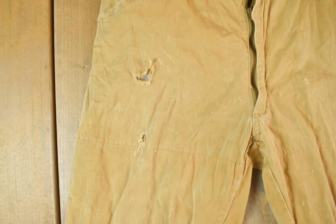 Carhartt Clothing > Men's Clothing > Jeans Vintage 1970s Tan Denim Work Jeans Men's 34 x 25