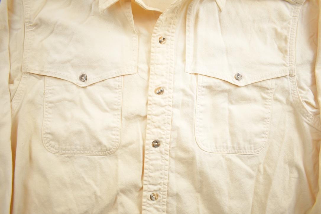 Carhartt Clothing > Men's Clothing > Shirts & Tees > Oxfords & Button Downs Vintage 1980s Carhartt Rugged Outdoor Wear White Blank Button Up Shirt Men's XL