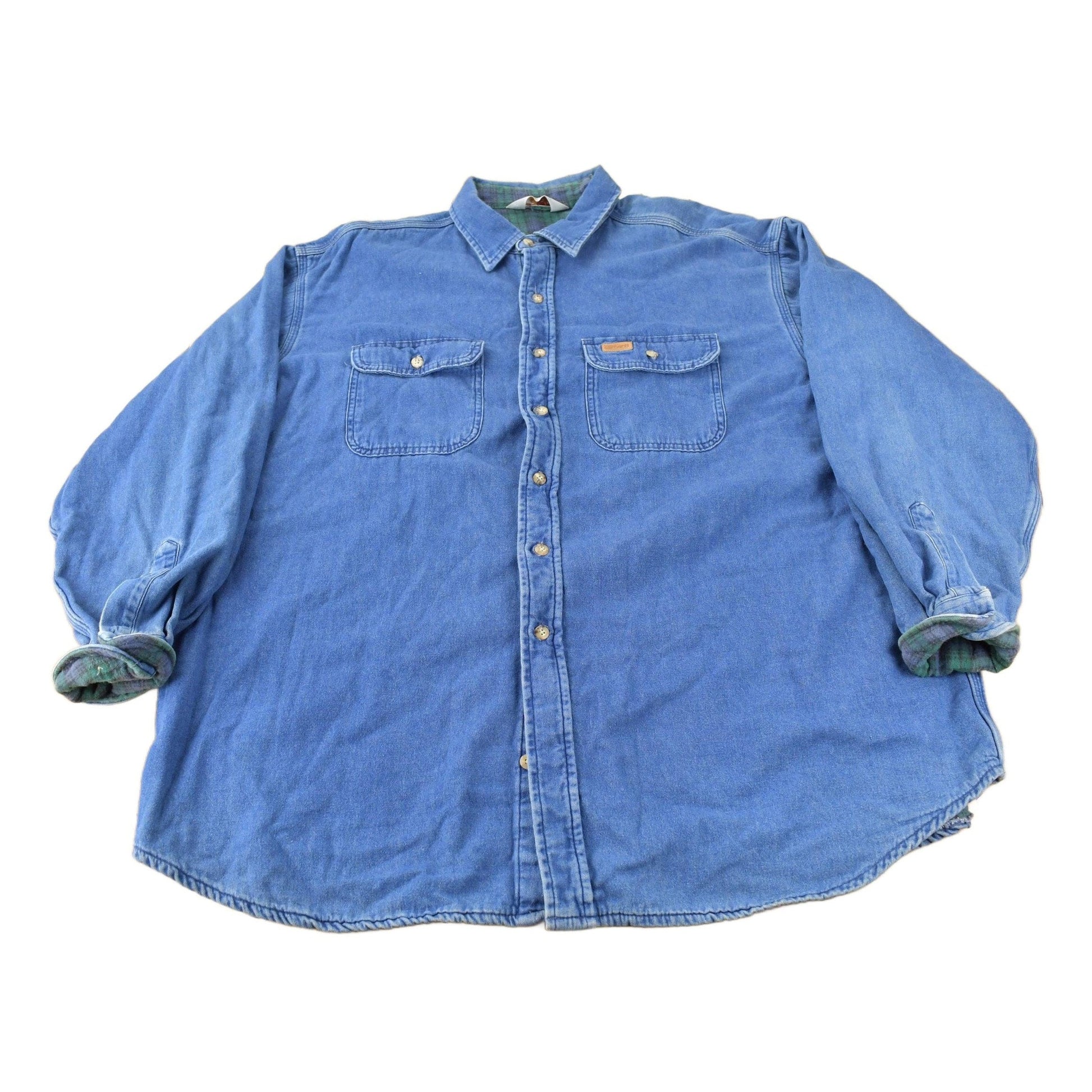 Carhartt Clothing > Men's Clothing > Shirts & Tees > Oxfords & Button Downs Vintage 1980s Plaid Lined Carhartt Rugged Outdoors Button Up Shirt Men's 2XL Tall Men's 2XL