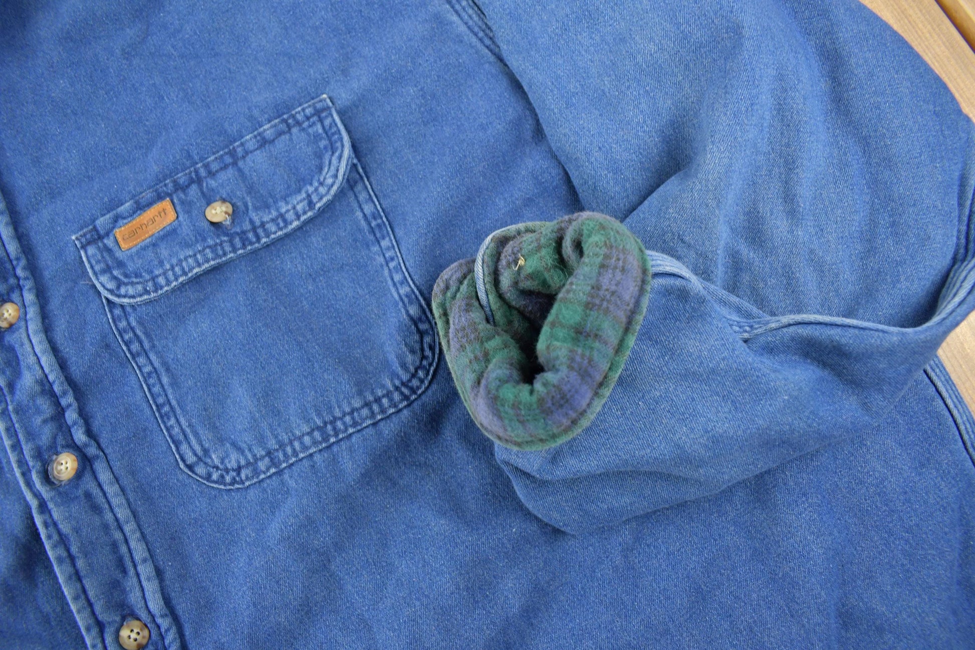 Carhartt Clothing > Men's Clothing > Shirts & Tees > Oxfords & Button Downs Vintage 1980s Plaid Lined Carhartt Rugged Outdoors Button Up Shirt Men's 2XL Tall Men's 2XL