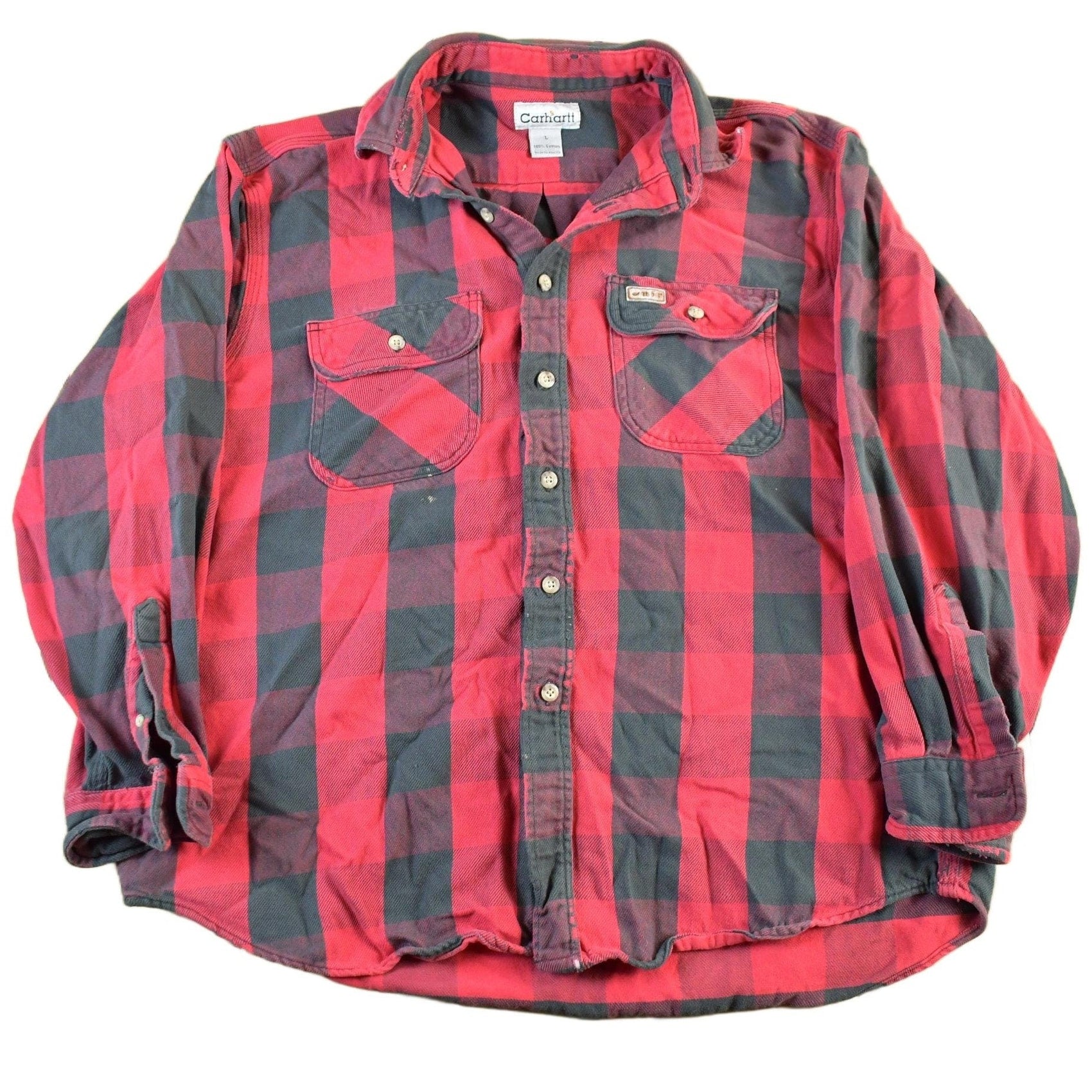 Carhartt Clothing > Men's Clothing > Shirts & Tees > Oxfords & Button Downs Vintage 1990s Carhartt Plaid Button Up Flannel Shirt Men's XL