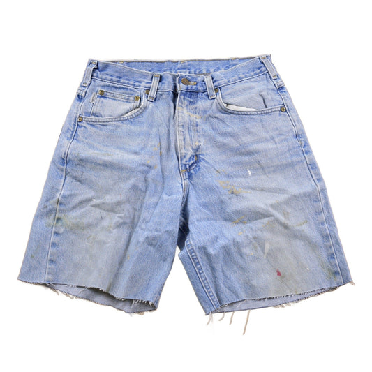 Carhartt Clothing > Women's Clothing > Shorts & Skorts > Shorts Vintage 1990s Carhartt Blue Paint platter Jean Shorts Men's 32