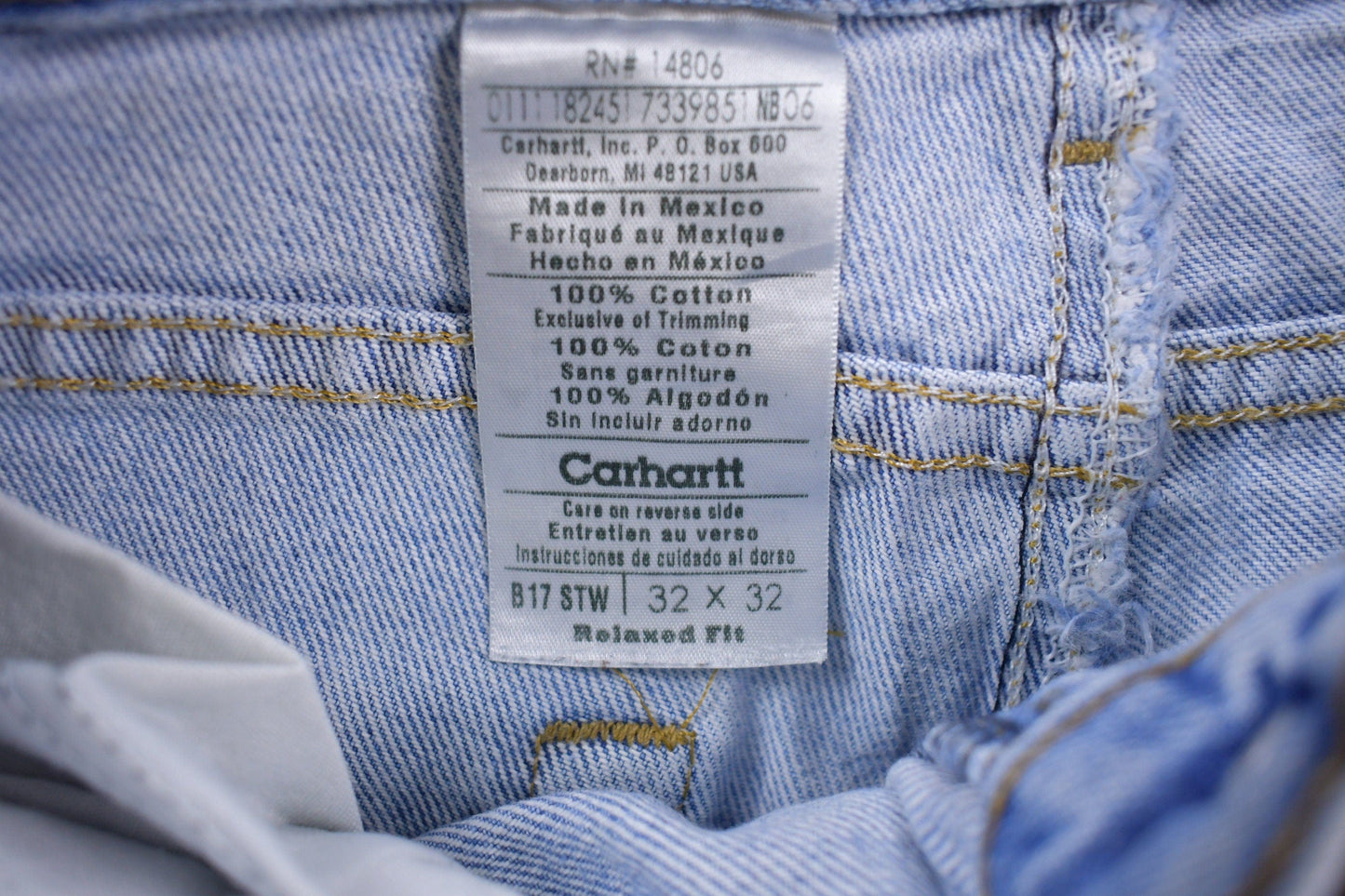 Carhartt Clothing > Women's Clothing > Shorts & Skorts > Shorts Vintage 1990s Carhartt Blue Paint platter Jean Shorts Men's 32