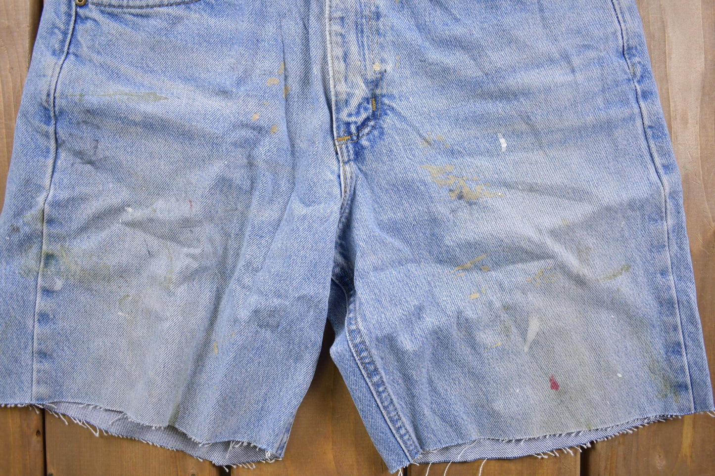 Carhartt Clothing > Women's Clothing > Shorts & Skorts > Shorts Vintage 1990s Carhartt Blue Paint platter Jean Shorts Men's 32